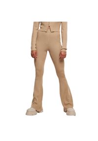 Legging dziana kobieta duże rozmiary Urban Classics Rib Bootcut. Kolor: beżowy #1