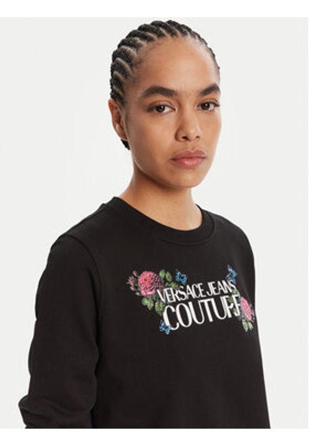 Versace Jeans Couture Bluza 79HAIB00 CFB00 Czarny Regular Fit. Typ kołnierza: kołnierzyk włoski. Kolor: czarny. Materiał: bawełna