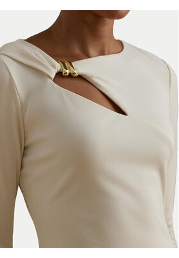 Lauren Ralph Lauren - LAUREN RALPH LAUREN Sukienka wieczorowa 253P03589002 Écru Slim Fit. Kolor: kremowy. Materiał: syntetyk. Styl: wizytowy