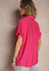 Renee - Fuksjowa Koszula Oversize z Krótkim Rękawem Fendrel. Okazja: na co dzień. Typ kołnierza: kołnierzyk klasyczny. Kolor: różowy. Materiał: jeans. Długość rękawa: krótki rękaw. Długość: krótkie. Styl: klasyczny, casual, elegancki #4