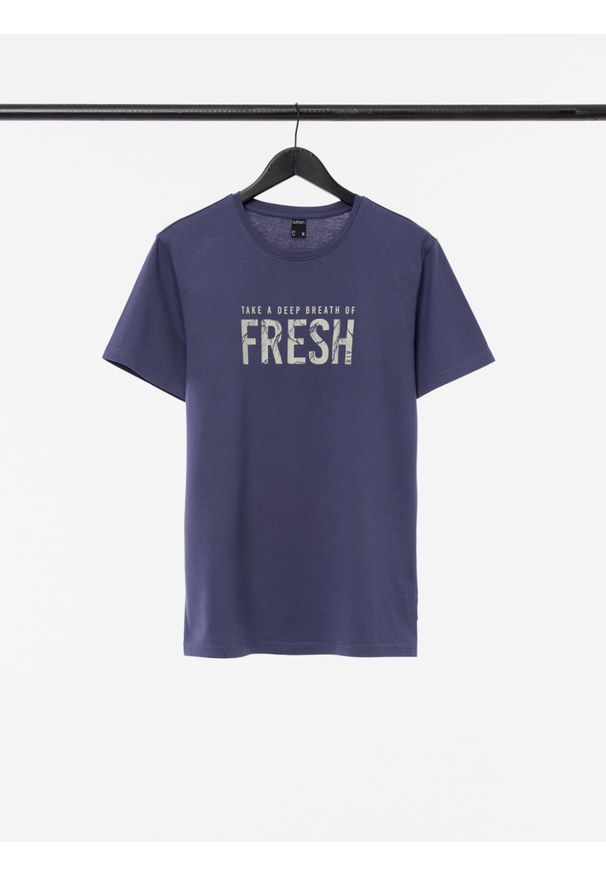 outhorn - T-shirt z nadrukiem męski. Materiał: bawełna, jersey, materiał. Wzór: nadruk