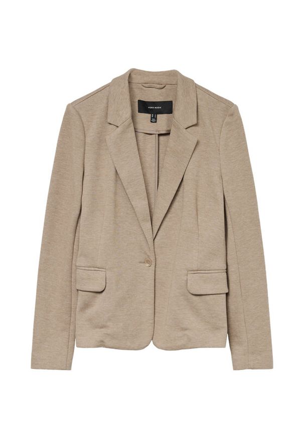 Vero Moda Marynarka Julia 10154123 Beżowy Regular Fit. Kolor: beżowy. Materiał: bawełna