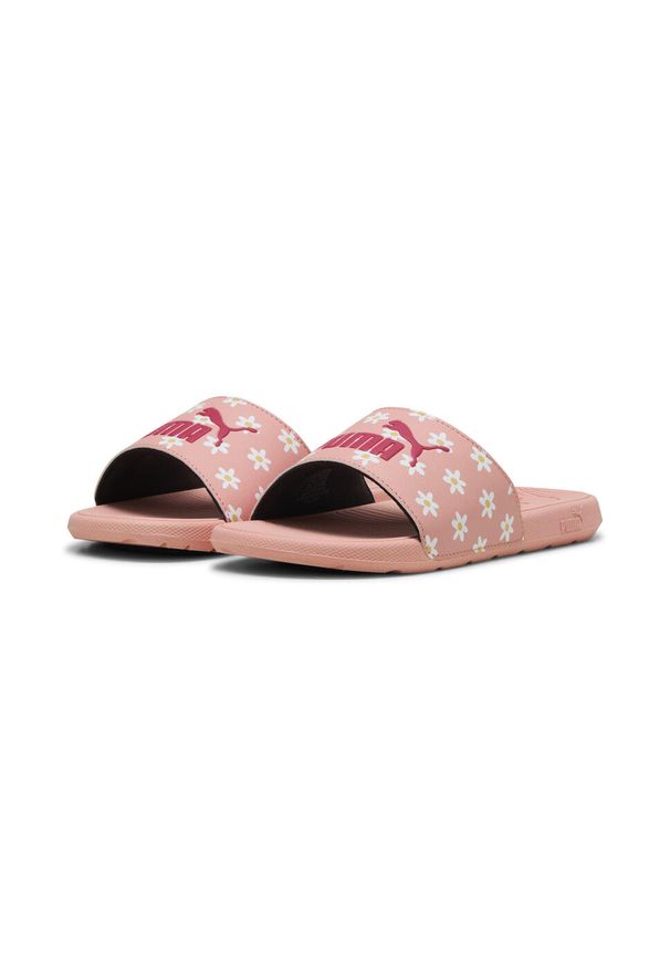Puma - Młodzieżowe klapki Cool Cat 2.0 Daisies PUMA Pink Fruit White Almost Apricot. Kolor: pomarańczowy, biały, wielokolorowy, różowy. Wzór: nadruk. Styl: młodzieżowy