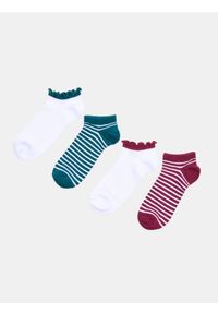Sinsay - Prążkowane skarpetki stopki z bawełną 4 pack - wielobarwny. Materiał: bawełna, prążkowany #1