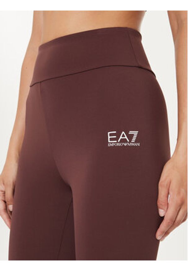 EA7 Emporio Armani Legginsy 6DTP21 TJKLZ 1755 Brązowy Slim Fit. Kolor: brązowy. Materiał: syntetyk