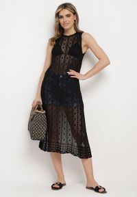 Born2be - Czarna Ażurowa Tunika Boho bez Rękawów Kimalia. Okazja: na co dzień. Kolor: czarny. Materiał: wiskoza. Długość rękawa: bez rękawów. Wzór: ażurowy. Styl: boho #5