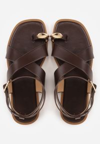 Born2be - Brązowe Sandały Japonki z Paskiem na Palec i Paskiem Wokół Kostki Vivanya. Okazja: na co dzień. Zapięcie: pasek. Kolor: brązowy. Sezon: lato. Styl: casual, elegancki #3