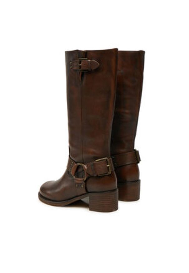 Bronx Kozaki High boots 14291-A Brązowy. Kolor: brązowy. Materiał: skóra