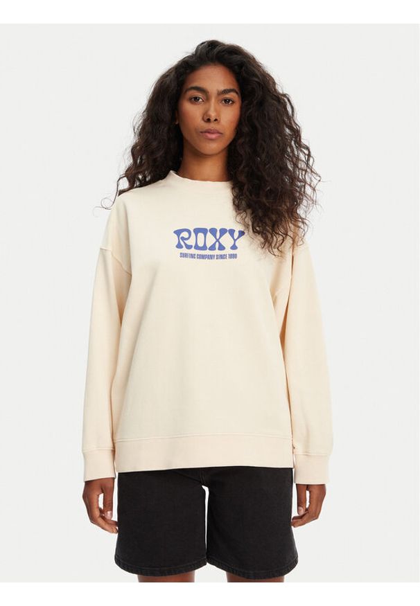 Roxy Bluza ERJFT04941 Beżowy Regular Fit. Kolor: beżowy. Materiał: bawełna