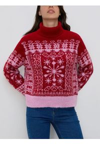 Reserved - Sweter ze świątecznym motywem - wielobarwny. Materiał: dzianina. Styl: wizytowy #1