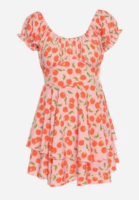 Born2be - Różowa Rozkloszowana Sukienka z Bawełną z Motywem Wiśni Lunadessa. Okazja: na imprezę, na co dzień. Kolor: różowy. Materiał: bawełna. Sezon: lato. Typ sukienki: proste. Styl: klasyczny, casual, elegancki #6