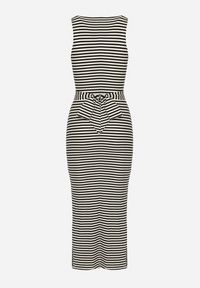 Born2be - Czarno-Biała Wieczorowa Sukienka o Dopasowanym Kroju z Rozcięciami Vikonnie. Okazja: na co dzień. Kolor: czarny. Typ sukienki: sportowe, dopasowane, proste. Styl: wizytowy #3