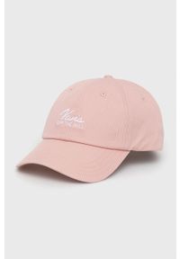 Vans czapka bawełniana kolor różowy z aplikacją. Kolor: różowy. Materiał: bawełna. Wzór: aplikacja