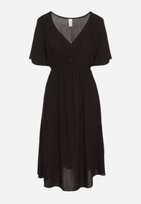 Born2be - Czarna Bawełniana Sukienka o Rozkloszowanym Fasonie Liranelle. Okazja: na co dzień. Typ kołnierza: dekolt w kształcie V. Kolor: czarny. Materiał: bawełna. Długość rękawa: krótki rękaw. Sezon: lato. Typ sukienki: rozkloszowane. Styl: casual, elegancki #5