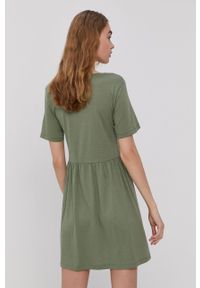 Jacqueline de Yong - Sukienka. Kolor: zielony. Materiał: tkanina. Długość rękawa: krótki rękaw. Wzór: gładki. Typ sukienki: rozkloszowane #2