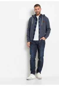 bonprix - Bluza rozpinana z kapturem, z detalami ze sztucznej skóry. Typ kołnierza: kaptur. Kolor: niebieski. Materiał: skóra #2