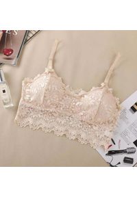 Intica - Braletka koronkowa z delikatnego materiału Mafumi. Kolor: beżowy. Materiał: materiał, koronka. Wzór: koronka