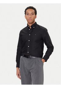 TOMMY HILFIGER - Tommy Hilfiger Koszula Solid Heritage MW0MW35774 Czarny Regular Fit. Kolor: czarny. Materiał: bawełna