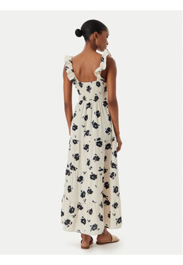 Vero Moda Sukienka letnia Dicthe 10341603 Beżowy Regular Fit. Kolor: beżowy. Materiał: bawełna. Sezon: lato