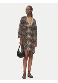 LOLA CASADEMUNT Sukienka letnia LS2516036 Brązowy Relaxed Fit. Kolor: brązowy. Materiał: wiskoza. Sezon: lato #3