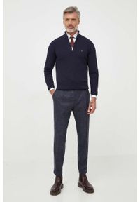 TOMMY HILFIGER - Tommy Hilfiger koszula męska kolor biały slim z kołnierzykiem button-down. Typ kołnierza: button down. Kolor: biały #5