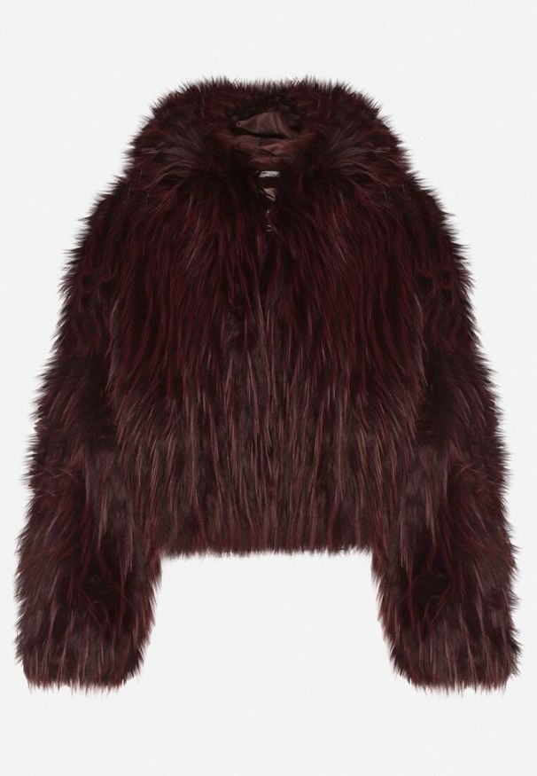 Born2be - Bordowa Kurtka Futerko na Suwak z Kapturem Zetale. Okazja: na spacer. Typ kołnierza: kaptur. Kolor: czerwony. Materiał: futro. Wzór: gładki