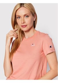 Champion T-Shirt Crewneck 114929 Różowy Cropped Fit. Kolor: różowy. Materiał: bawełna