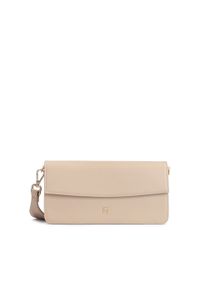 Kazar - Wizytowa torebka na szerokim pasku w beżowym kolorze. Kolor: beżowy. Materiał: skórzane. Styl: wizytowy #1