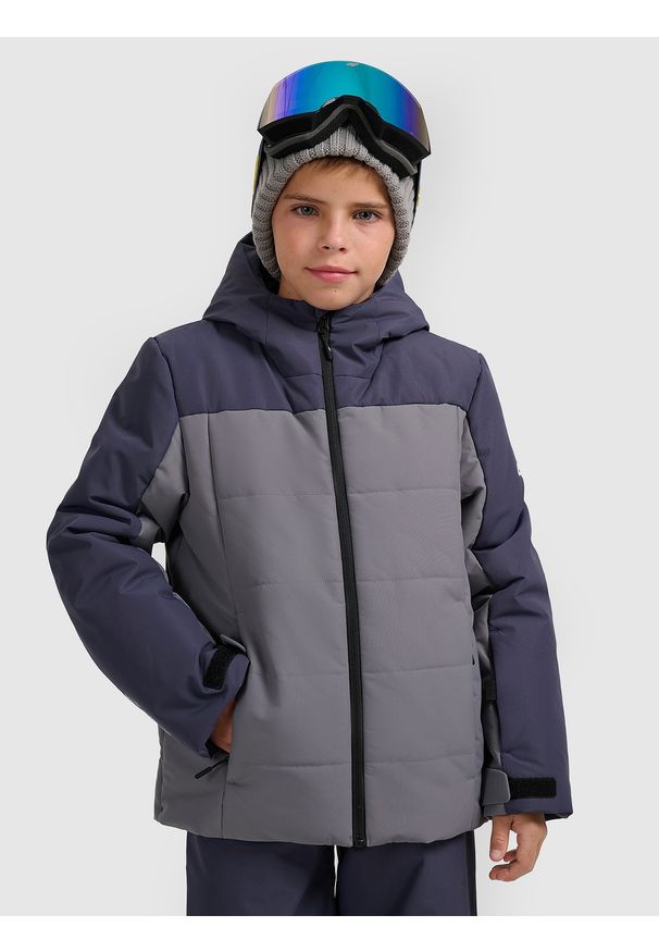 4f - 4F Kurtka narciarska membrana 5000 chłopięca - szara 140 (9-10 lat). Kolor: szary. Materiał: poliester, materiał. Wzór: gładki. Sezon: lato. Styl: sportowy