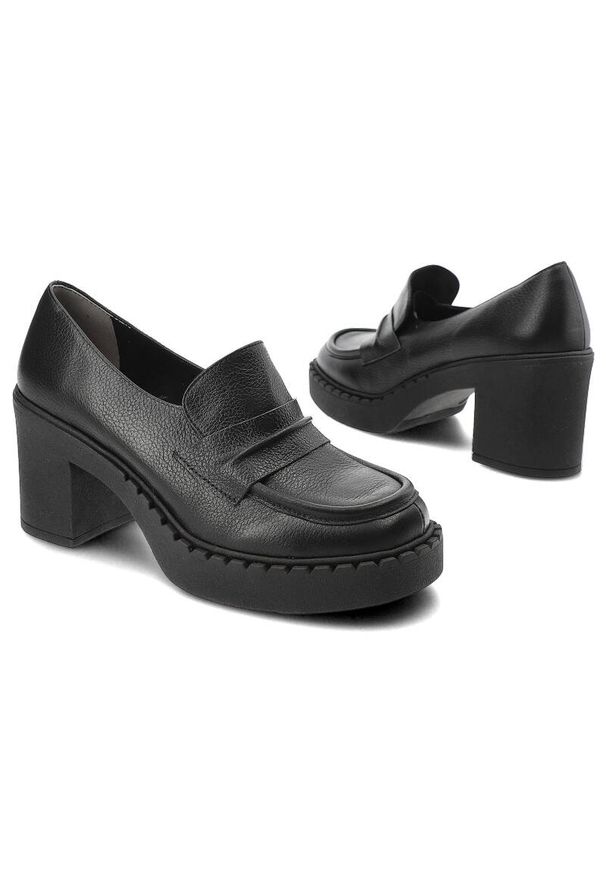 Czarne Półbuty Armodo Modne Buty Damskie. Okazja: na spotkanie biznesowe. Zapięcie: pasek. Kolor: czarny. Materiał: nubuk. Obcas: na obcasie. Styl: biznesowy, klasyczny, elegancki, wizytowy. Wysokość obcasa: średni