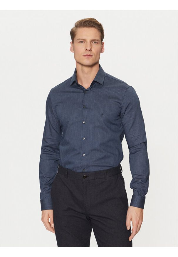 Calvin Klein Koszula K10K113844 Granatowy Slim Fit. Kolor: niebieski. Materiał: bawełna