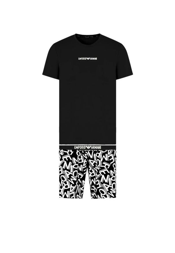 Emporio Armani Underwear Piżama EM000400 AF10794 FC143 Czarny Regular Fit. Kolor: czarny. Materiał: bawełna