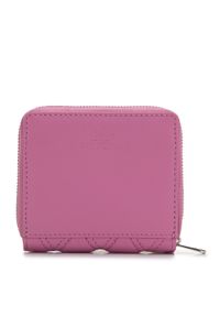 Wittchen - Damski portfel skórzany pikowany z nitami mały różowy. Kolor: różowy. Materiał: skóra. Wzór: aplikacja