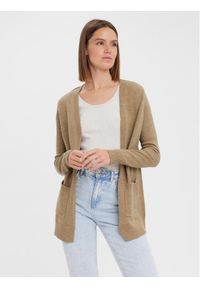 Vero Moda Kardigan 10269434 Beżowy Regular Fit. Kolor: beżowy. Materiał: syntetyk #1