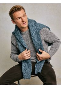 Big-Star - Sweter męski rozpinany melanżowy niebieski Dionis 402. Okazja: do pracy, na uczelnię, na co dzień. Kolor: niebieski. Materiał: dzianina, bawełna, jeans, materiał. Wzór: melanż. Styl: casual, elegancki #5