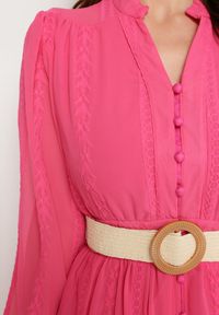 Born2be - Fuksjowa Sukienka Nesilwyn. Kolor: różowy. Materiał: tkanina. Wzór: haft. Styl: boho. Długość: mini #7