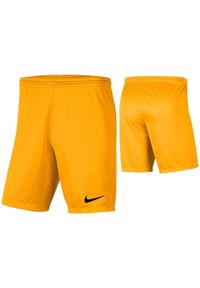 Spodenki piłkarskie męskie Nike Dry Park III treningowe szybkoschnące Dri Fit. Kolor: żółty. Technologia: Dri-Fit (Nike). Sport: piłka nożna