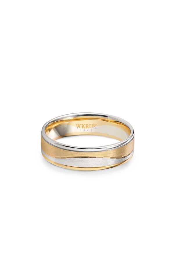 W.KRUK - Obrączka ślubna złota RIVA męska. Materiał: złote. Kolor: złoty. Wzór: gładki, aplikacja