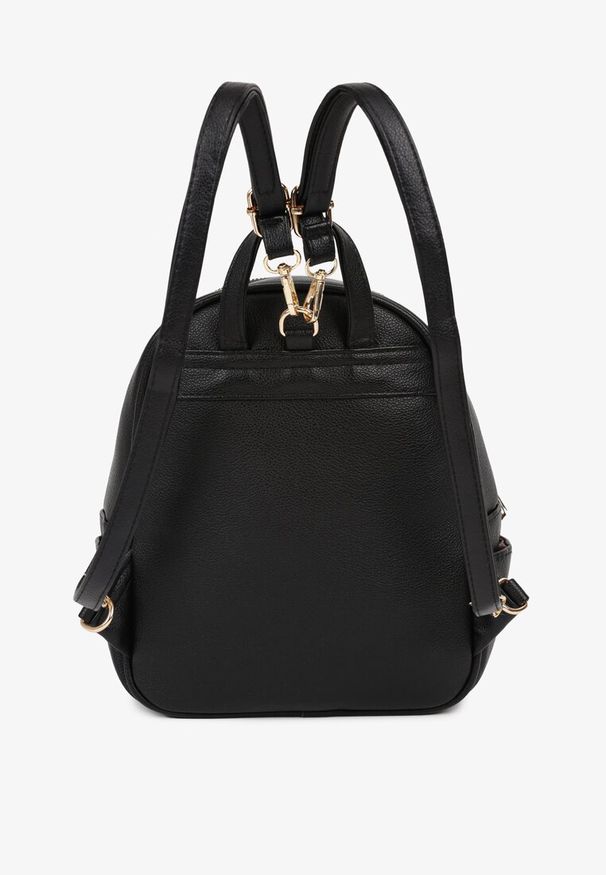 Born2be - Czarny Plecak z Odpinanymi Szelkami i Dodatkowymi Kieszonkami Milinia. Kolor: czarny. Materiał: jeans. Styl: casual, biznesowy