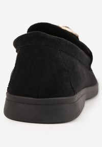 Born2be - Czarne Mokasyny z Prostokątną Metaliczną Ozdobą Aeleorane. Okazja: na co dzień. Kolor: czarny. Materiał: jeans. Wzór: aplikacja. Styl: casual, klasyczny, elegancki #3