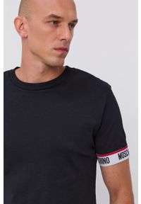 Moschino Underwear - T-shirt bawełniany. Okazja: na co dzień. Kolor: czarny. Materiał: bawełna. Wzór: aplikacja. Styl: casual