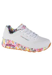 skechers - Buty do chodzenia damskie Skechers Uno. Zapięcie: sznurówki. Kolor: biały, wielokolorowy. Materiał: materiał, syntetyk, tkanina. Szerokość cholewki: normalna. Sport: turystyka piesza