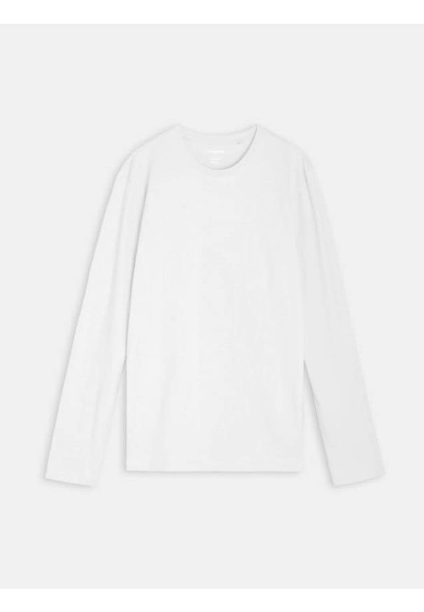 Sinsay - Bawełniana koszulka z długimi rękawami - biały. Kolor: biały. Materiał: bawełna. Długość rękawa: długi rękaw. Długość: długie