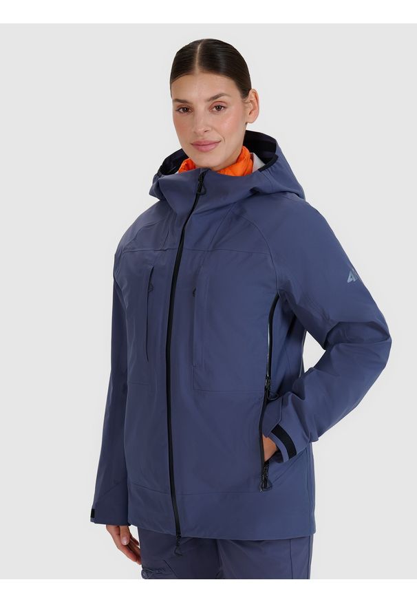 4f - 4F Kurtka trekkingowa membrana 20000 damska - szara XS. Kolor: szary. Materiał: dzianina, tkanina, materiał, hardshell, puch. Długość rękawa: raglanowy rękaw. Sport: wspinaczka, turystyka piesza