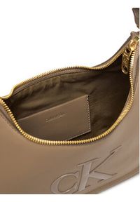 Calvin Klein Torebka Bold Ck Small Shoulder Bag LV04F3230G Beżowy. Kolor: beżowy. Materiał: skórzane #4
