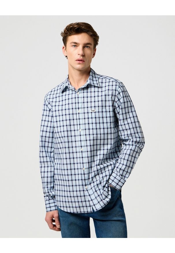 Wrangler - MESKA KOSZULA WRANGLER 1 PKT SHIRT CERULEAN 112371552