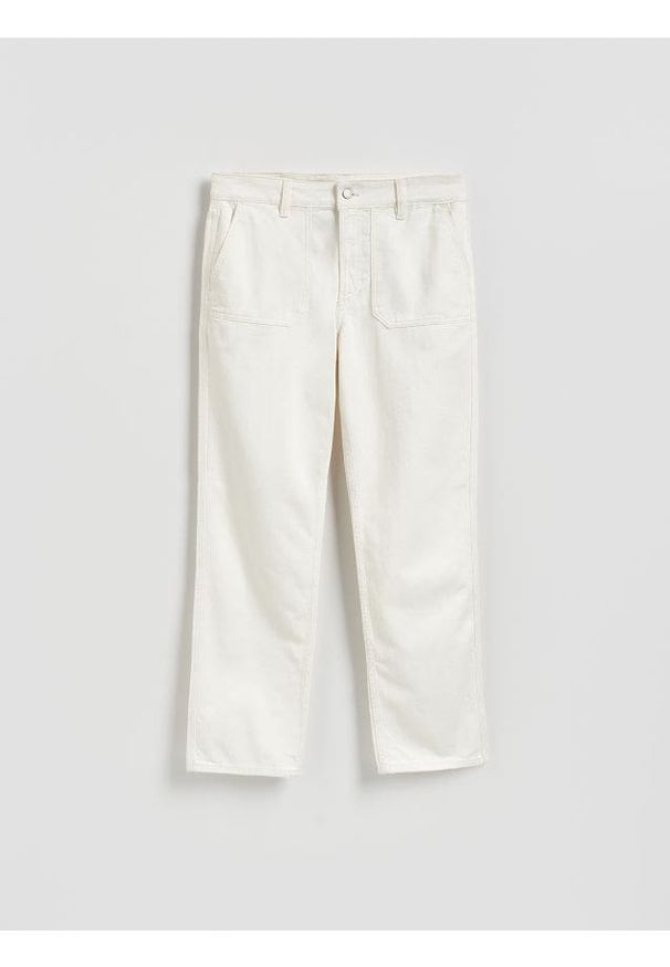 Reserved - Jeansy straight fit - złamana biel