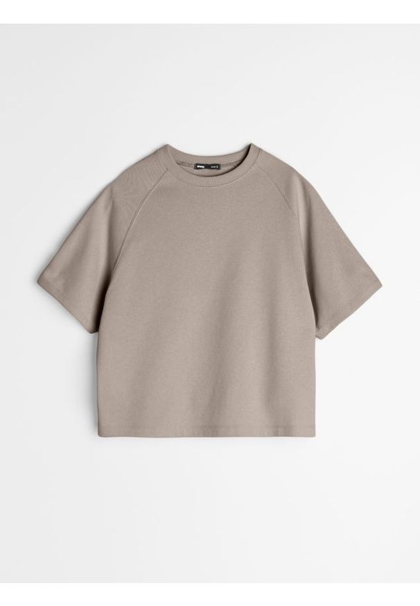 Sinsay - Koszulka z krótkim rękawem - beżowy. Kolor: beżowy. Długość rękawa: krótki rękaw. Długość: krótkie