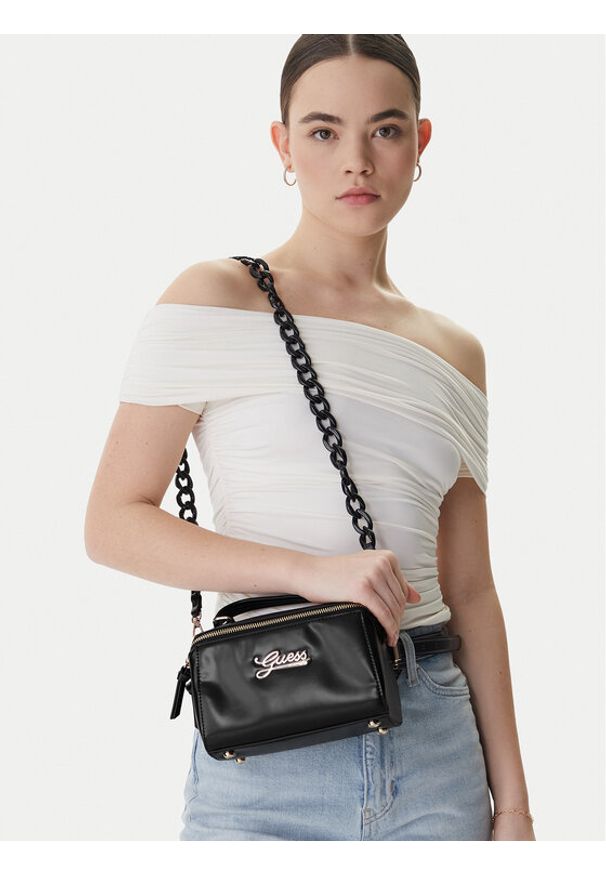 Guess Torebka J6RZ03 WH8M0 Czarny. Kolor: czarny. Materiał: skórzane