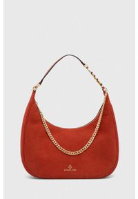 MICHAEL Michael Kors torebka zamszowa kolor czerwony. Kolor: czerwony. Materiał: zamszowe. Rodzaj torebki: na ramię